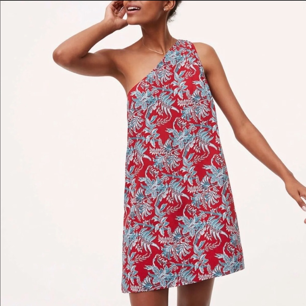 Ann Taylor LOFT one shoulder shift dress